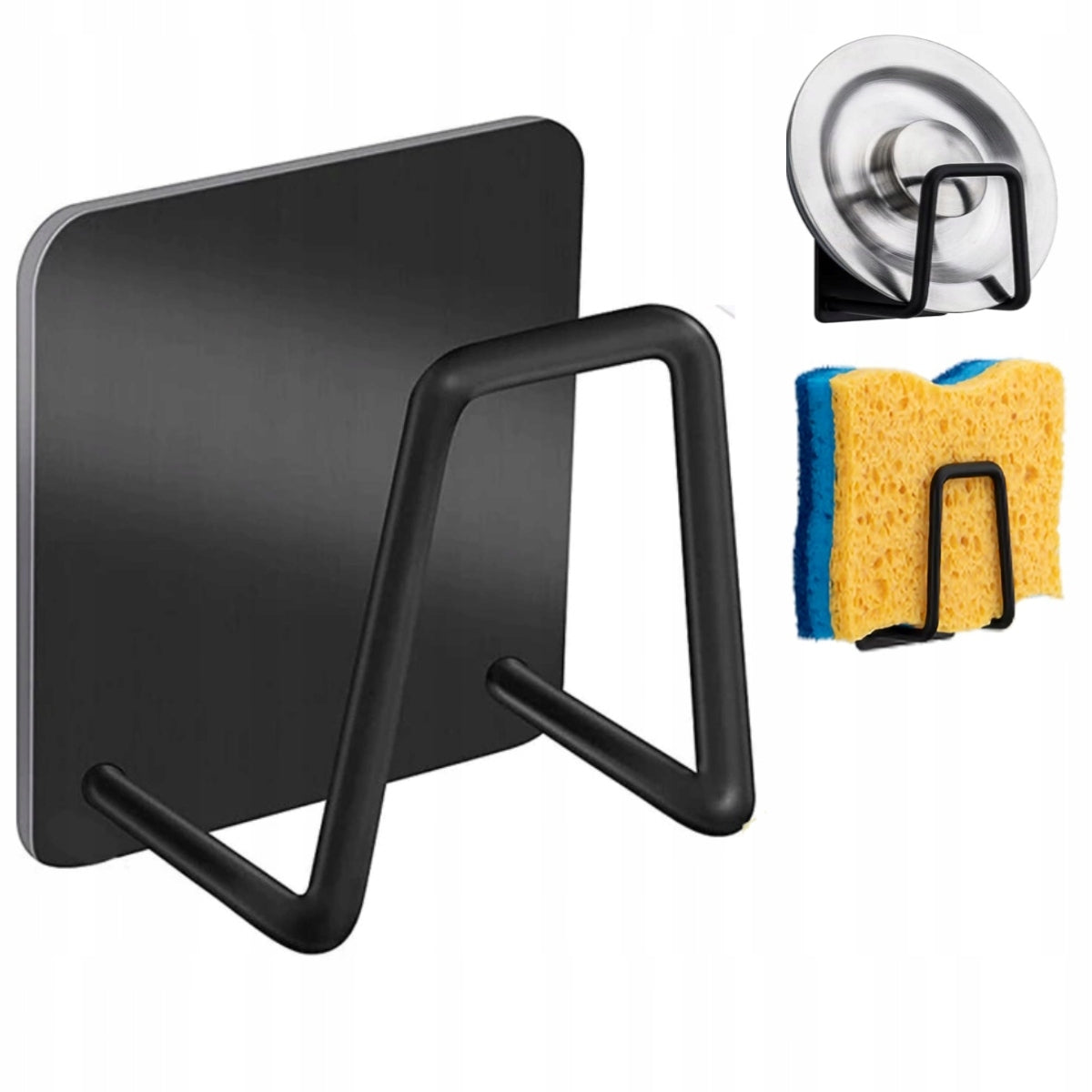 Suport universal autoadeziv, Zola®,  burete, capac, otel, 5x5 cm, negru Suport universal autoadeziv, Zola®,  burete, capac, otel, 5x5 cm, negru